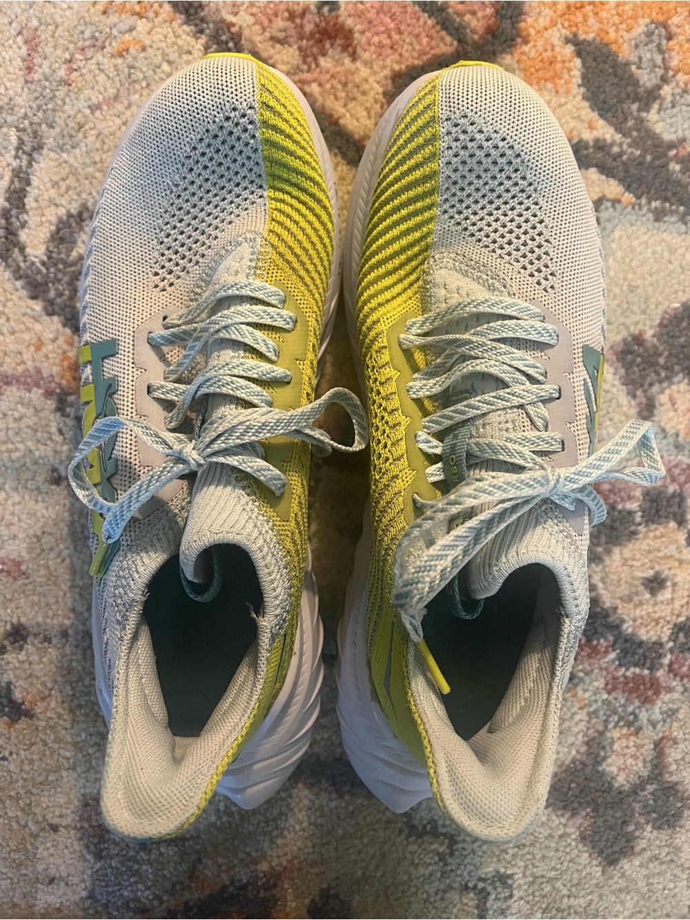 HOKA Carbon X Running Shoes Women’s 7.5 Gray Lime Green Carbon Plate